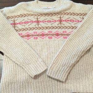 Chic Beige and Pink Patterned Sweater